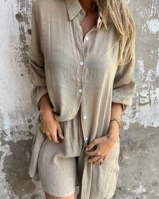 Camille | Ensemble Décontracté à Manches Longues et Short pour Femmes 0