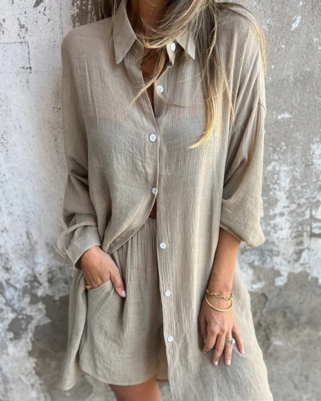 Camille | Ensemble Décontracté à Manches Longues et Short pour Femmes 3