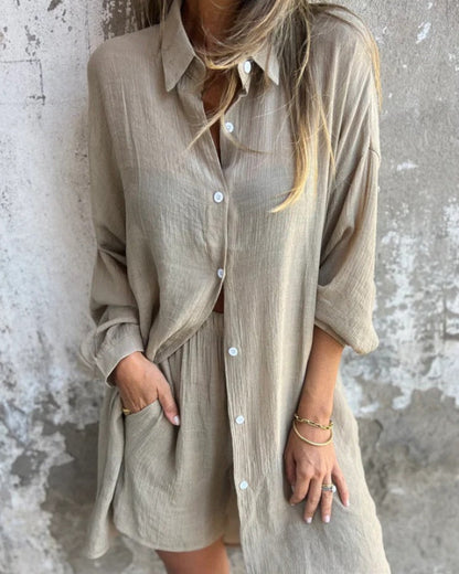 Camille | Ensemble Décontracté à Manches Longues et Short pour Femmes 3