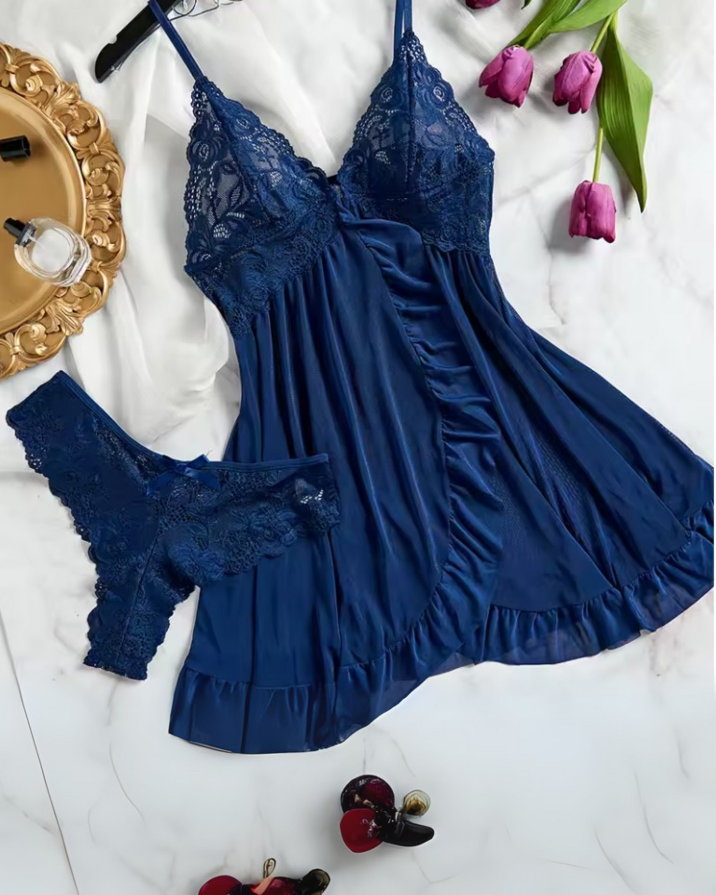 Camille | Ensemble de Lingerie en Dentelle et Satin Élégant pour Femmes 4