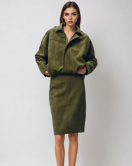 Camille | Veste Pilote en Suède à Manches Batwing pour Femmes 0