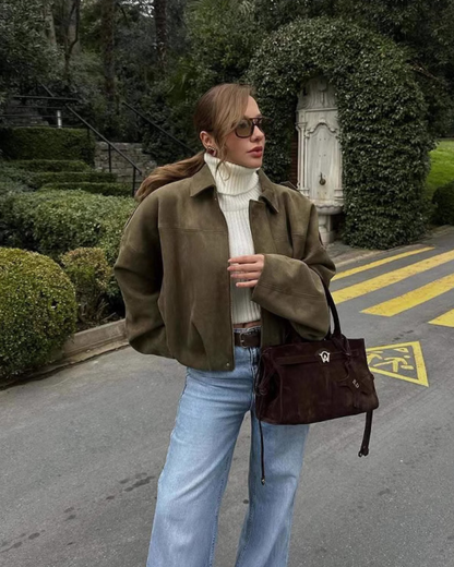 Camille | Veste Pilote en Suède à Manches Batwing pour Femmes 1