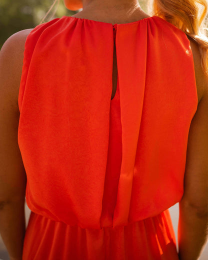 Clara | Élégante Robe Midi Sans Manches avec Fente Latérale pour Femmes 4