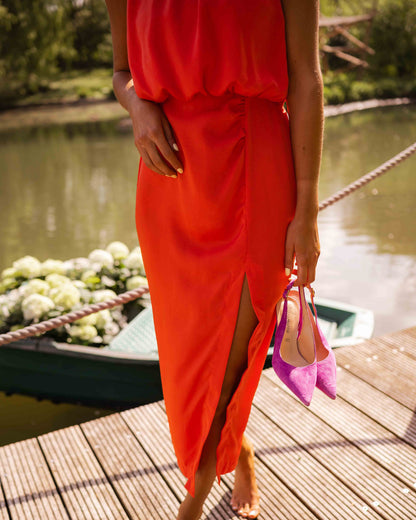 Clara | Élégante Robe Midi Sans Manches avec Fente Latérale pour Femmes 5