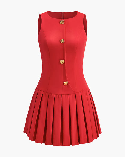 Clara | Élégante Robe Sans Manches Plissée avec Détails en Métal pour Femmes 7