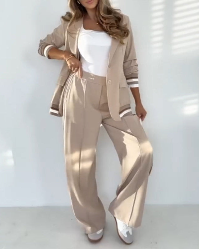 Clara | Ensemble Blazer Tailleur Chic et Pantalons Amples pour Femmes 0