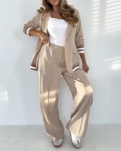 Clara | Ensemble Blazer Tailleur Chic et Pantalons Amples pour Femmes 0