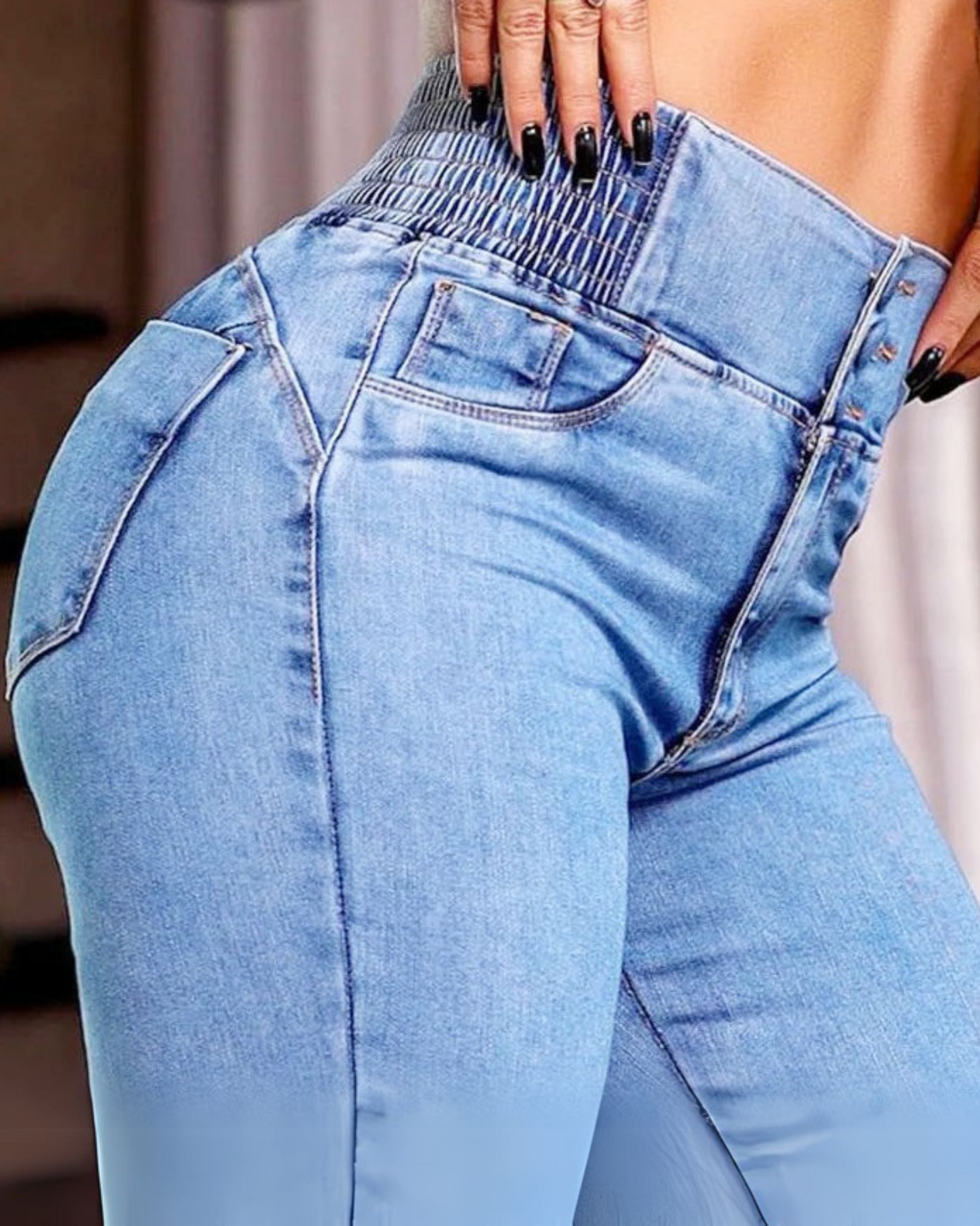 Clara | Flare Pantalon Taille Haute en Denim Élastique pour Femmes 2