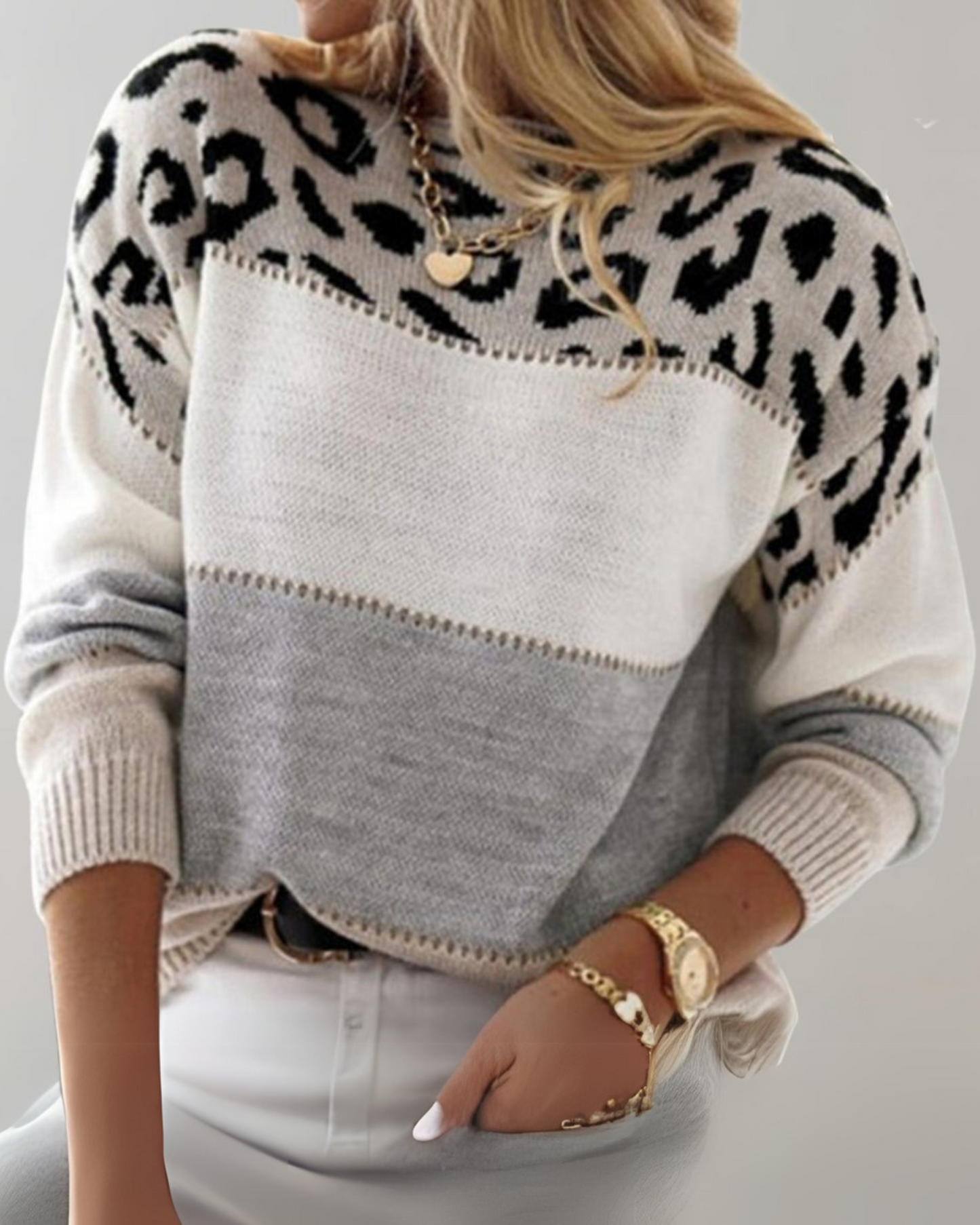 Clara | Pull Colorblock Léopard Élégant pour Femmes 3