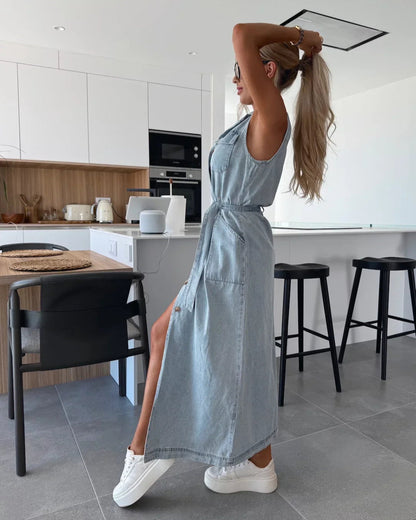 Clara | Robe Maxi en Denim Élégante et Polyvalente pour Femmes 1