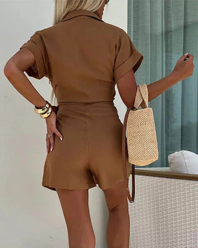 Clara | Romper Sexy à Col V en Coton et Lin pour Femmes Élégantes 6