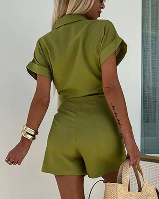 Clara | Romper Sexy à Col V en Coton et Lin pour Femmes Élégantes 7