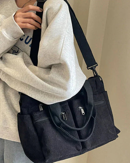 Clara | Sac Fourre-Tout Pratique en Velours Côtelé pour Femmes 0