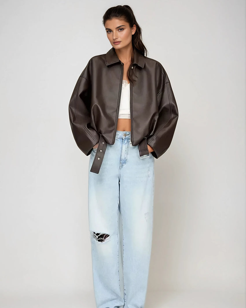 Clara | Veste Rétro en Similicuir Audacieuse pour Femmes 1