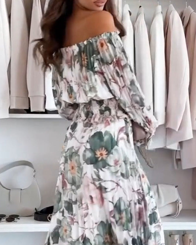 Élodie | Ensemble Floral Blouse Off-Shoulder et Jupe Maxi Élégante pour Femmes 3