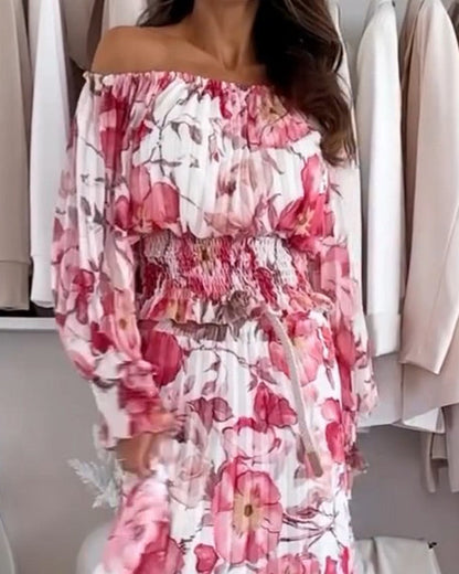 Élodie | Ensemble Floral Blouse Off-Shoulder et Jupe Maxi Élégante pour Femmes 5