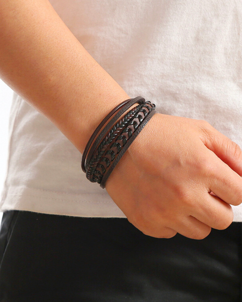 Léo | Bracelet Viking Tressé en Cuir pour Hommes et Femmes, Accessoire Élégant et Résistant 8