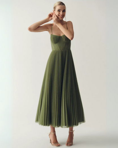 Axelle | Robe Midi Élégante à Dos Ouvert pour Femmes en Polyester