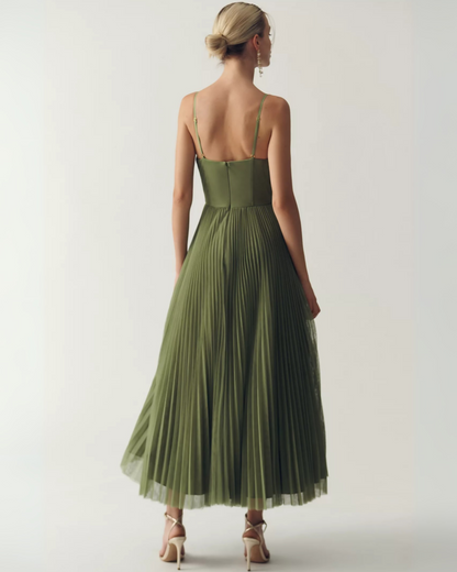 Axelle | Robe Midi Élégante à Dos Ouvert pour Femmes en Polyester