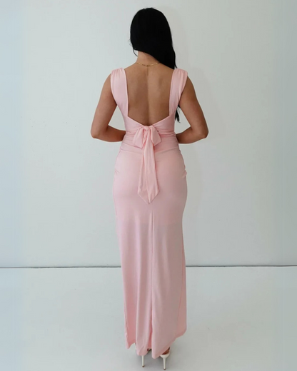 Zoé | Robe Midi Évasée Sans Manches avec Fente Latérale pour Femmes