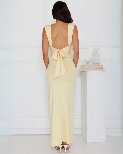 Zoé | Robe Midi Évasée Sans Manches avec Fente Latérale pour Femmes