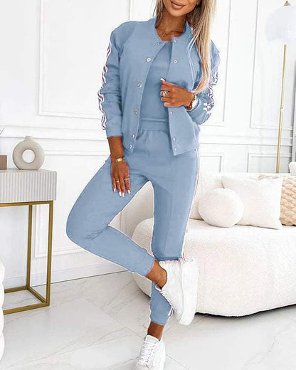 Sophie | Ensemble Sportif à Rayures avec Veste et Jogging pour Femmes 10