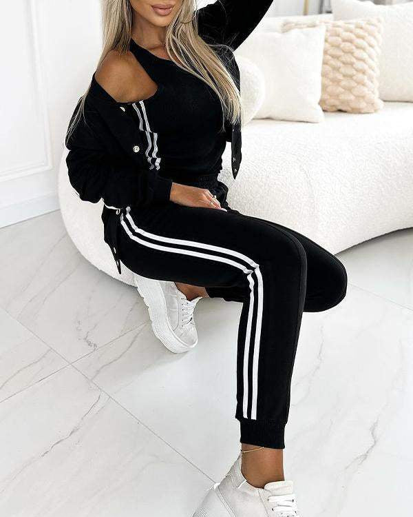 Sophie | Ensemble Sportif à Rayures avec Veste et Jogging pour Femmes 2