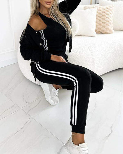 Sophie | Ensemble Sportif à Rayures avec Veste et Jogging pour Femmes 2