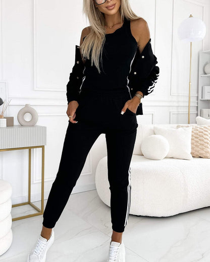 Sophie | Ensemble Sportif à Rayures avec Veste et Jogging pour Femmes 4