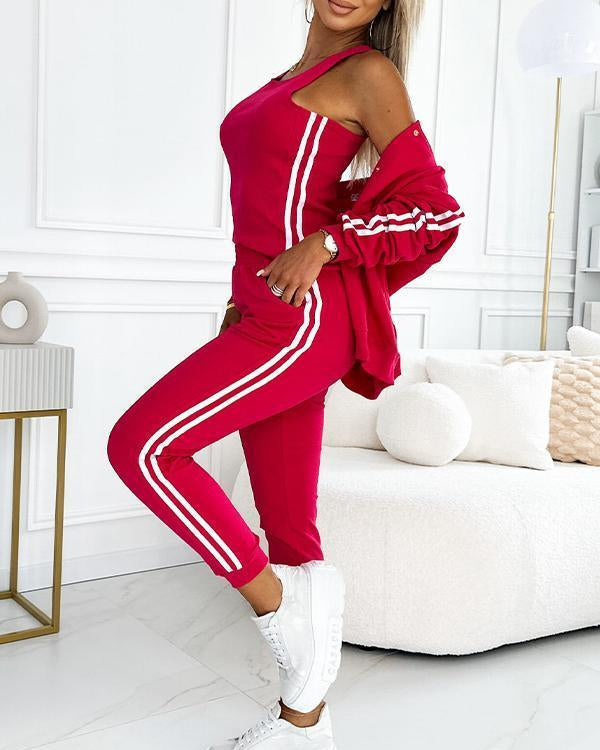 Sophie | Ensemble Sportif à Rayures avec Veste et Jogging pour Femmes 7