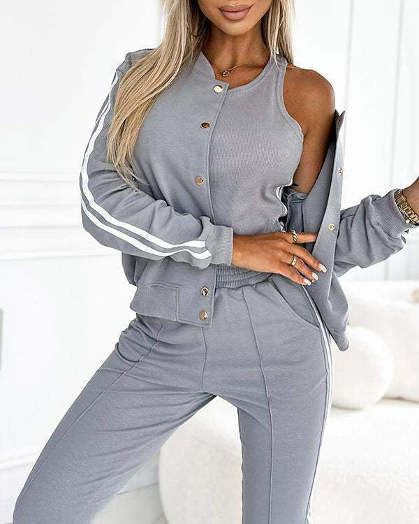 Sophie | Ensemble Sportif à Rayures avec Veste et Jogging pour Femmes 8