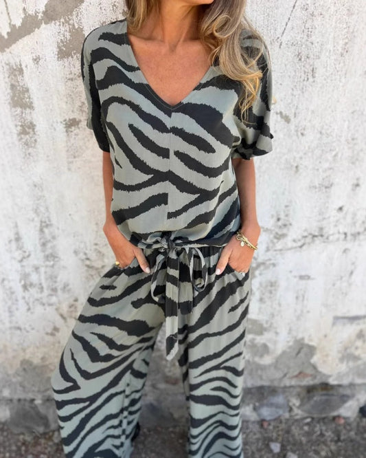 Zélie | Ensemble Deux-Pièces Imprimé Zèbre Audacieux pour Femmes 0