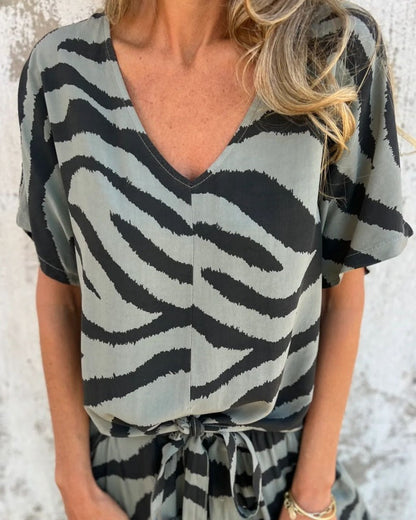 Zélie | Ensemble Deux-Pièces Imprimé Zèbre Audacieux pour Femmes 3